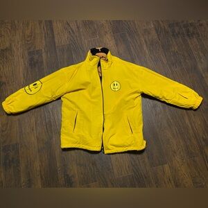 Reversible Unisex Ski/Snowboarding Yellow Smiley Face Jacket in XL
